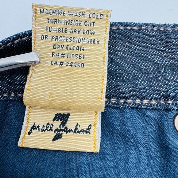 7 For All Mankind Denim Skirt 26 Womens Dark Wash Pencil Y2K Stretch Made USA - Picture 6 of 6